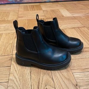 Black faux leather boots